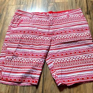 Parish Nation Red & White Cargo Shorts Beach Pool Style Hawaiian Size 44 mens